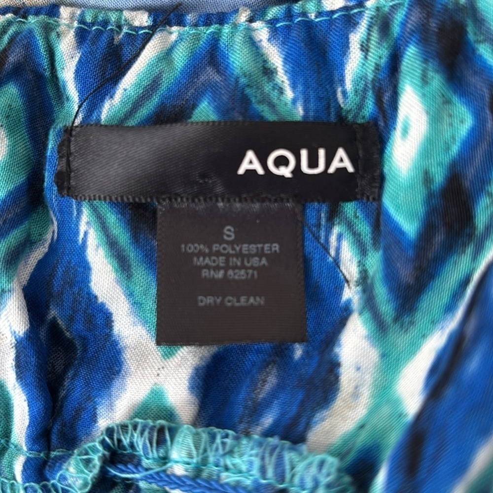 Aqua Tie Dye Colorful Tropical Spaghetti strap flowy vacation maxi dress smocked - Picture 8 of 8